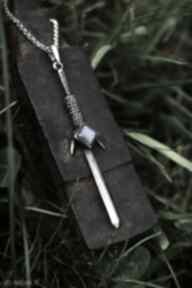 srebrny miecz z kamieniem księżycowym naszyjniki dziki królik wiedźmin, wiedźmowy, wiedźma