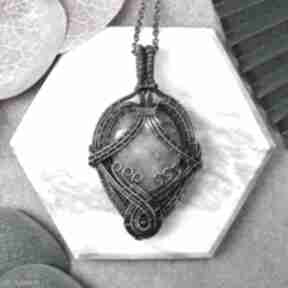 Miedziany wisiorek wire wrapping kwarcem rutylem #473 amulet