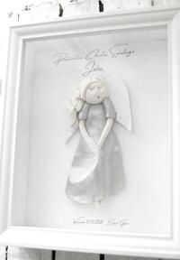 Anioł srebrny do pokoju dla dziewczynki pokoik dziecka angel style, stróż - metryczka
