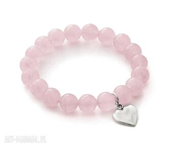 Pink jade with heart pendant jadeit serce modna delikatna