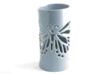 Lampa led, handmade - oświetlenie ceramika artystyczna, stołowa: motyl reniflora