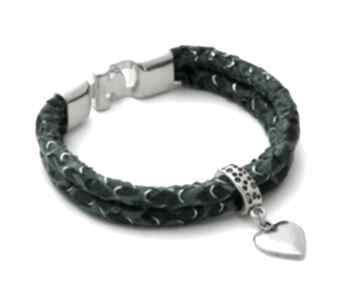 Emerald snake strap with heart pendant szmaragd rzemień serce