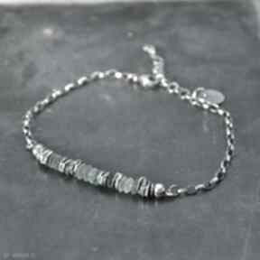 Szkło afgańskie srebrna bransoletka grey line project do pracy, surowa biżuteria, srebro 925