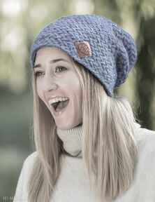 Explorer cieniowany niebieskości brain inside czapki, ciepłe, jesień, zima, ręcznie zrobione