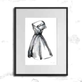 z - sukienka 7 maja gajewska z ramą, czarno biała, kobieca grafika, akwarela, autorska