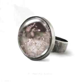 lato antyczny brąz yenoo pierścionek, szklany, oczko, kwiaty, romantyczny, prezent