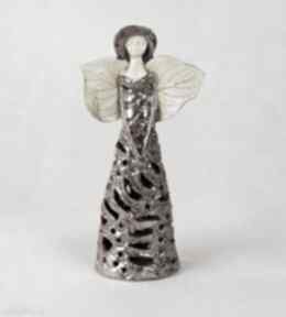 Anioł ceramiczny wykonany ręcznie - lampion kącik pomysłów