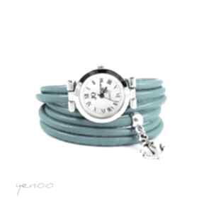 Zegarek, bransoletka - turkusowy kotwica zegarki yenoo, rzemienie - marynarski, prezent