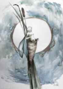 "skrzydła jeszcze mokre" artystki laube - obraz na papierze A3 adriana art akwarela, postać