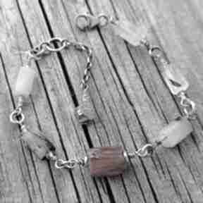 Bransoletka szkło antyczne, kryształ górski z turmalinem w srebrze loopart bransoleta afgański