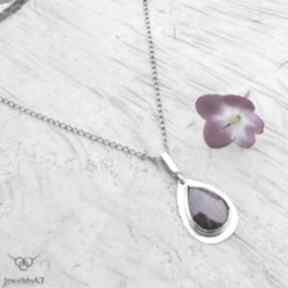 Krople rubinu - naszyjnik jewelsbykt srebrna biżuteria, elegancka, z rubinem