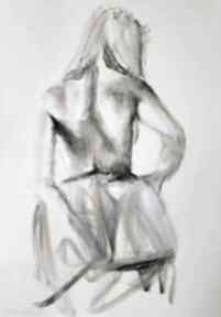 Suknia - 100x70 galeria alina louka kobieta obraz, szkic, duży, zmysłowy kobieca
