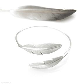 Bransoletka srebrna - białe pióra venus galeria biżuteria, srebro
