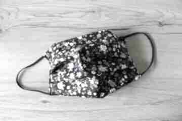 Maseczka bawełniana - różyczki na czarnym tle torebki niezwykle maska - kolorowe