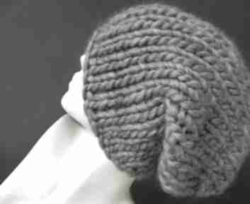 Syberianka 100% wool unisex szary melanż gruba zimowa czapa czapki aga made by hand ciepła
