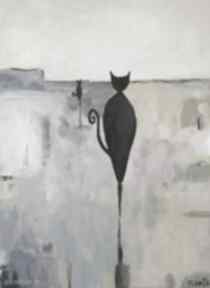 Miasto kotów - obraz akrylowy formatu 30x40 cm paulina lebida akryl, koty, abstrakcja