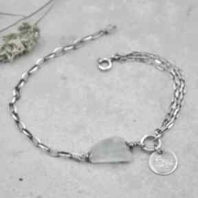Srebrna bransoletka z akwamarynem - 129 grey line project srebro, oksydowane surowa biżuteria