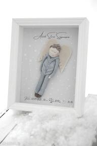 Metryczka z aniołem dla chłopczyka pokoik dziecka angel style - anioł chłopca, prezent