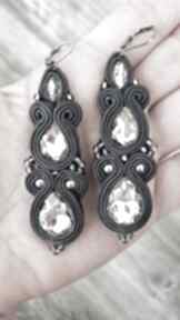 Kolczyki sutasz graphite glow beezoo wiszące, soutache, eleganckie, długie