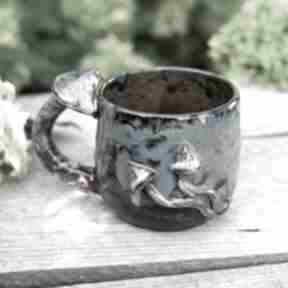 Handmade kubek z grzybkami psychodelki mgła ok 400 ml II ceramika azul horse na prezent, duży