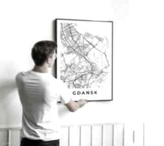 Plakat mapa gdańsk - format 40x50 cm plakaty hogstudio, modny do domu, czarno biały