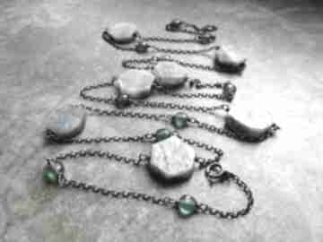 Długi naszyjnik z kianitem i agatem naszyjniki lahovska srebrny, kamienie naturalne
