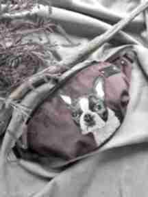 Nerka saszetka boston terrier psiara, haftowana pojemna go deco