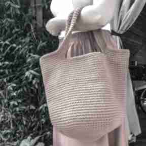 Szydełkowa damska torba szhoper na lato, terakota lucky hat torebka, ze sznurka, zakupy