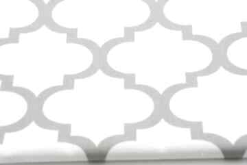 Obrus koniczyna marokańska 140x140cm trellis biało szary wzór