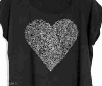 oversize gabriela krawczyk koszulka, bluzka, czarna, serce, nadruk, bawełna