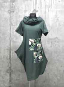 Sukienka tukan boho etno dresowa zielona midi oryginalna kolejna