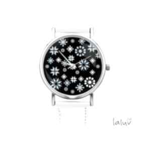 zegarek z grafiką śnieg zegarki laluv mróz, zima, płatki, święta, świąteczny