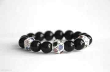 Cyrkoniowe discoball w czarnych koralach bracelet by sis, cyrkonie, czarny, nowość, prezent