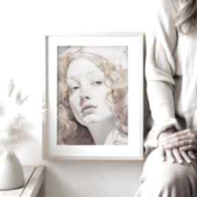 portret kobieta róż - format 40x50 cm plakaty hogstudio różowy plakat, kolorowy na prezent