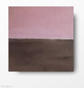 Różowo brązowa abstrakcja ze srebrem obraz akrylowy formatu 40/40 cm