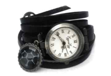 Zegarek - bransoletka skórzany, kofeina, wzór: chemiczny zegarki