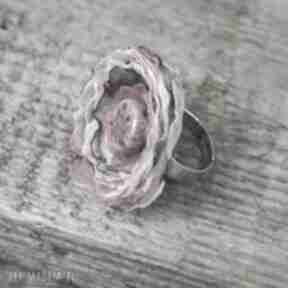 artlantyda! pierścionek ceramika organza kwiat