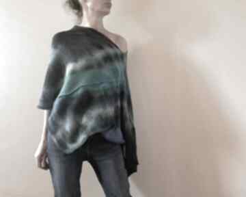 Ponczo z alpaki blue&black swetry anna damzyn, sweter, tunika, narzutka, wełna, one size