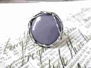 gniazdko - pierścionek VIVI art kobaltowy, granatowy, niebieski, cyna, szkło, tiffany