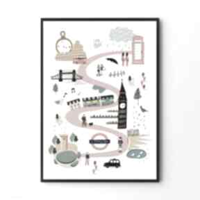 Plakat ilustracja londynu B2 - 50x70 cm hogstudio obraz, plakaty, mapa, londyn