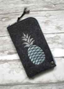 Filcowe etui na telefon - ananas happy art smartfon, pokrowiec, pineapple, haft, prezent