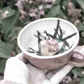 Filiżanka do herbaty z figurką ślimaka kawy kardynałek ok 280 ml ceramika azul horse