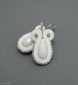 Kremowe kolczyki sutasz si su wedding, soutache, ślub, ślubne, eleganckie, wesele