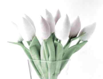 Tulipany - bukiet 10 szt bawełnianych kwiatów dekoracje kuferek malucha, kwiaty, z materiału