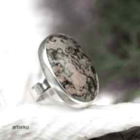 z pięknym jaspisem a279 artseko srebrny, klasyczny z jaspis, kobiecy pierścionek, duży