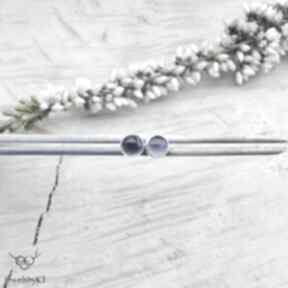 Iolitowe kropki 4mm - jewelsbykt srebrne kolczyki, wkrętki, sztyfty, okrągłe na co dzień