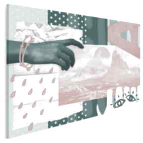 Obraz na płótnie - abstrakcja 120x80 cm 65501 vaku dsgn dłoń, ręka, kropki, kartka, krajobraz