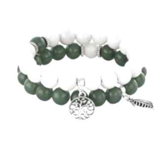 Ivory jade green with pendants jadeit listek drzewo zestaw