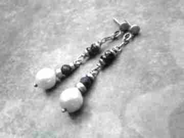 Perły granaty szafiry lahovska eleganckie kolczyki, z perłami, srebrne, srebro, kamienie