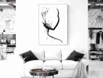 Grafika 70x100 cm wykonana ręcznie, abstrakcja, elegancki minimalizm, obraz do salonu art